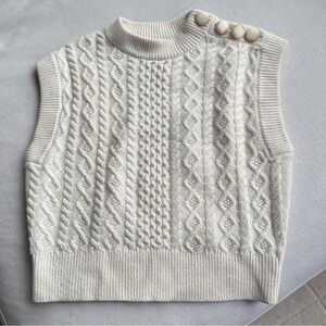Sezane La Maille Cable Knit Cream Sweater Vest size XS